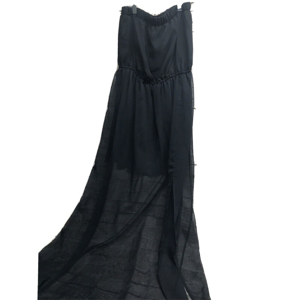 Swank Womens Halter Dress SIze Large Sheer Black Long Maxi Dress